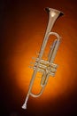 Gold Trumpet Isolated on Spotlight Royalty Free Stock Photo