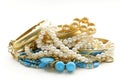 Gold, turquoise jewelry and pearl