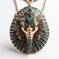 Gold And Turquoise Pharaoh Necklace - Cristina Mcallister Style Pendant