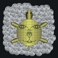 Gold turtle on silver coins. Vector