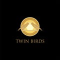 Gold twin bird luxury logo design