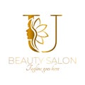 Gold U Letter Initial Beauty Brand Logo Design