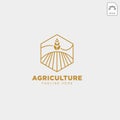 gold agriculture farm line badge vintage logo template vector illustration