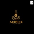 gold agriculture farm line badge vintage logo template vector illustration