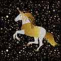 Gold unicorn on a black background