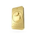 Gold user authorization icon. Account login and password form on smartphone app. 3d contact note isolate on white background. sign