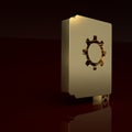 Gold User manual icon isolated on brown background. User guide book. Instruction sign. Read before use. Minimalism