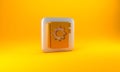Gold User manual icon isolated on yellow background. User guide book. Instruction sign. Read before use. Silver square