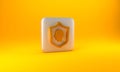 Gold User protection icon isolated on yellow background. Secure user login, password protected, personal data protection