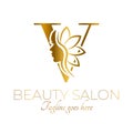 Gold V Letter Initial Beauty Brand Logo Design