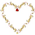 Gold valentine`s floral frame