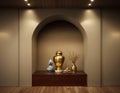 gold vase temple meditation spirit buddha golden urn room zen spiritual pray
