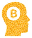 Gold Vector Bitcoin Thinking Mosaic Icon