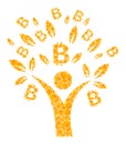 Gold Vector Bitcoin Tree Man Mosaic Icon