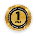 Gold vector guarantee sign, 1 year warranty label