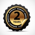 Gold vector guarantee sign, 2 years warranty label Royalty Free Stock Photo