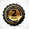 Gold vector guarantee sign, 2 years warranty label