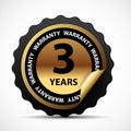 Gold vector guarantee sign, 3 years warranty label