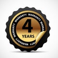 Gold vector guarantee sign, 4 years warranty label Royalty Free Stock Photo