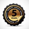 Gold vector guarantee sign, 5 years warranty label