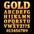 Gold vector letters on black background