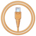 Gold video cable connector icon in a circular frame vector illustration Royalty Free Stock Photo