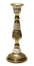 Gold vintage candlestick inlaid with mother of