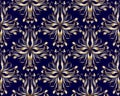 Gold vintage damask seamless pattern. Floral vector dark blue pa Royalty Free Stock Photo