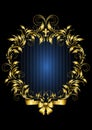 Gold vintage frame with blue stripes background Royalty Free Stock Photo