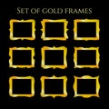 Gold vintage frames set. Blank borders of various shapes. Vector retro labels, elements for your design