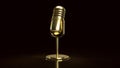 The gold vintage microphone for podcast or music concept 3d rendering Royalty Free Stock Photo