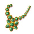 Gold vintage necklace with green gemstones