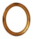 Gold vintage oval photo frame isolated, clipping path. Royalty Free Stock Photo