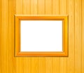 Gold Vintage picture frame on wood background Royalty Free Stock Photo