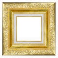 Gold vintage picture and photo frame isolated on white background Royalty Free Stock Photo