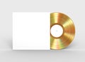 Gold Vinyl Record And White Paper Case