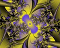 Gold violet bright shapes, baroque fantasy fractal, abstract flowery spiral shapes, background Royalty Free Stock Photo