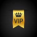 Gold VIP club label on black background. Vector illustration.