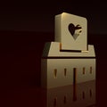 Gold Volunteer center icon isolated on brown background. Minimalism concept. 3D render illustration