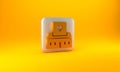 Gold Volunteer center icon isolated on yellow background. Silver square button. 3D render illustration