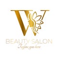 Gold W Letter Initial Beauty Brand Logo Design