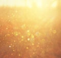 Gold and warm abstract bokeh lights. defocused background