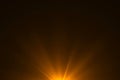 gold warm color bright lens flare rays light flashes leak movement for transitions on black background,movie titles and overlaying Royalty Free Stock Photo