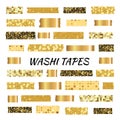 Gold washi tape strips, washy tape ordecorative adhesive strips Royalty Free Stock Photo