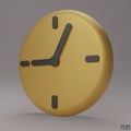 Gold watch isolated on beige background. 3D Round clock icon. Cartoon minimal style.Time-keeping, measurement of time, and time