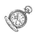 gold watch pocket sketch hand drawn vector Royalty Free Stock Photo