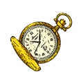 gold watch pocket sketch hand drawn vector Royalty Free Stock Photo