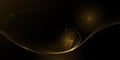 Illustration vector abstract chaos, gold wave line pattern, flow line and particle dot on dark color background.
