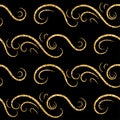 Gold wave seamless pattern draw black