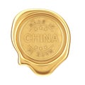 Gold Wax Seal with Made In China Sign. 3d Rendering Royalty Free Stock Photo